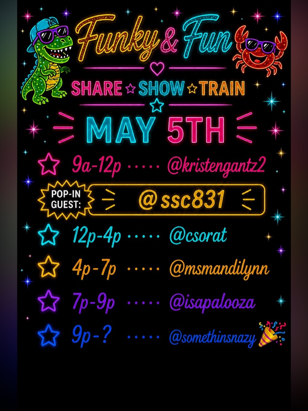 Funky & Fun Share Show Train 8AM-11:30PM or later!